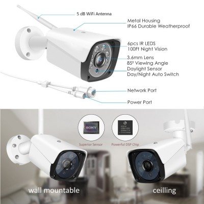 工厂WiFi cctv camera高清无线安防监控摄像头网络摄像机套装防水图2
