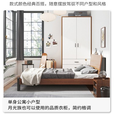衣柜家用卧室小户型简易衣柜收纳柜子房间木质出租房经济 型挂衣橱图2
