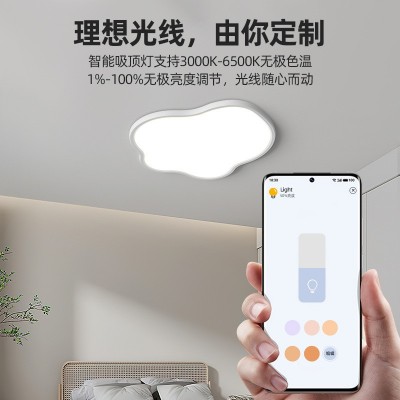 全光谱超薄护眼吸顶灯云朵卧室灯防蓝光无频闪书房儿童房le d灯具图2