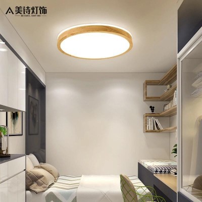 日式超薄吸顶灯实木主卧室灯现代简约北欧led房间小卧客厅灯具图4