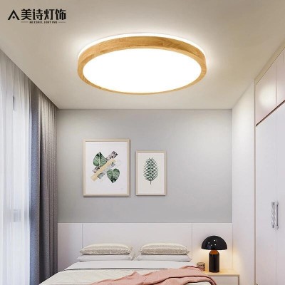 日式超薄吸顶灯实木主卧室灯现代简约北欧led房间小卧客厅灯具图2