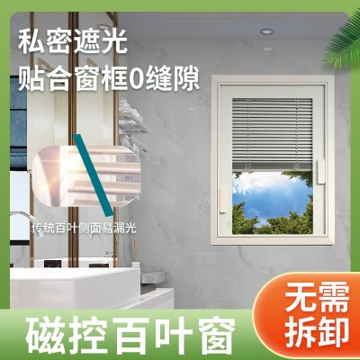 金辉磁控百叶窗帘铝合金单玻内置中空百叶卫生间防水遮光内开窗用图3