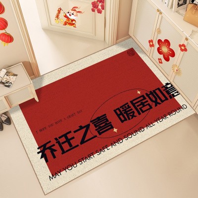 喜庆入户门垫红色新年门口地毯TPR比利时绒家用出入平安玄关地垫图4