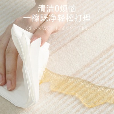 奶油风地毯客厅防水免洗可擦茶几沙发加厚高级圈绒印花可机 洗地垫图3