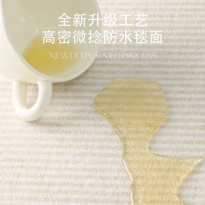 奶油风地毯客厅防水免洗可擦茶几沙发加厚高级圈绒印花可机 洗地垫图2