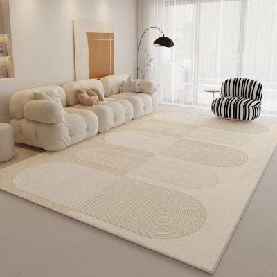 奶油风地毯客厅防水免洗可擦茶几沙发加厚高级圈绒印花可机 洗地垫