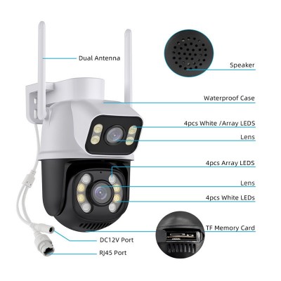 ICSEE夜视全彩室外防水WiFi4G双镜头双画面高清360度监控摄像头图2