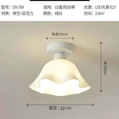 北欧陶瓷过道灯白色奶油风吸顶灯阳台走廊极简约现代玄关灯入户灯图5