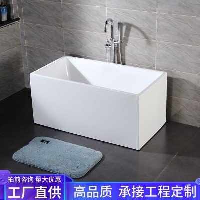 4面裙薄边亚克力浴缸小户型深60cm窄泡家用日式加深泡澡盆可带座图2