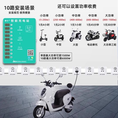 绿行10路电瓶车充电桩智能小区出租房电动车投币器扫码刷 卡充电站图4