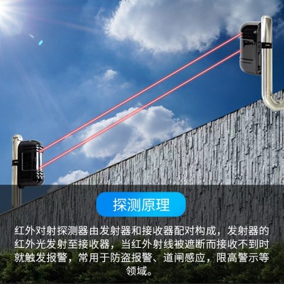 厂家 定制单双光束红外对射探测仪 光栅围墙安防红外线感应报警器图3