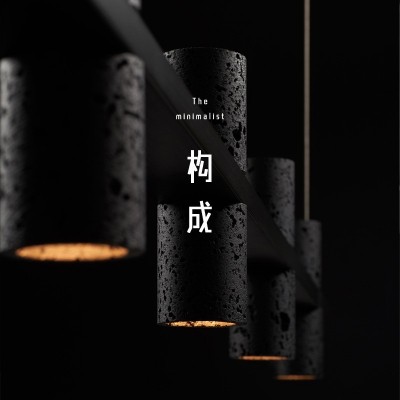 极简全铜餐厅吊灯现代简约高端创意北欧吧台书房餐桌黑洞石长条灯图4