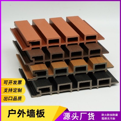 户外塑木围栏格栅PVC长城板庭院露台室外二代共挤木塑格栅墙板图3