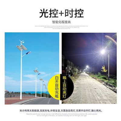 厂家供应6米8米新农村风光互补太阳能一体化市政工程款路灯图2