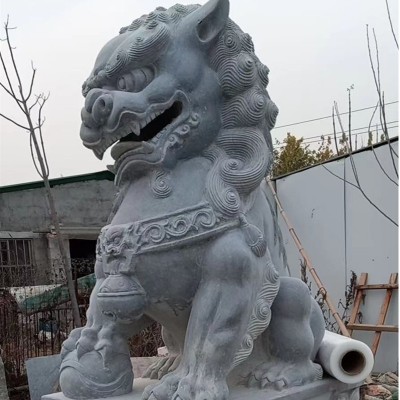 定制多规格青石狮子看门动物石雕一对别墅门口景区青石雕刻石狮子图5