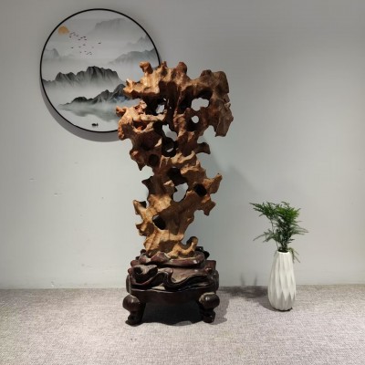 红太湖石天然原石带孔奇石太湖石观赏石精品灵璧石景观石摆件图5