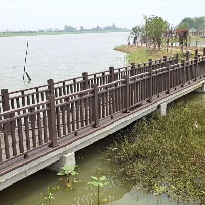 【绿品】塑木护栏扶手河道景区公园池塘市政户外围栏木塑栏杆护栏图2