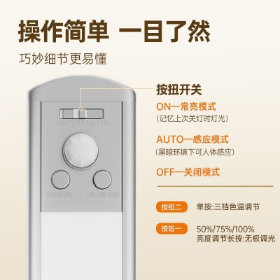 LED超薄橱柜灯智能磁吸人体感应灯 长条衣柜灯酒柜灯楼道灯小夜灯图4