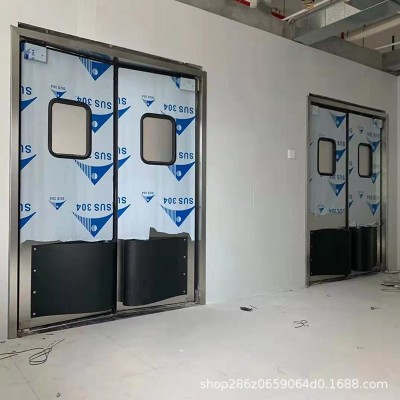 304不锈钢自由防撞门 PE防撞板厨房超市冷库食品车间PVC双向门图3