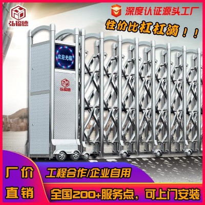 不锈钢电动伸缩门工地无轨折叠封板门学校工厂自动遥控伸缩大门图2