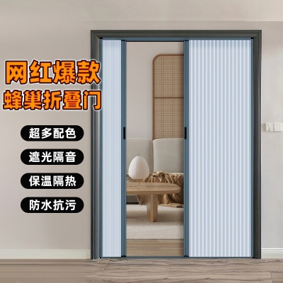 蜂巢折叠门室内厕所浴室移门隐形卫生间阳台厕所简易门厨房推拉门图5