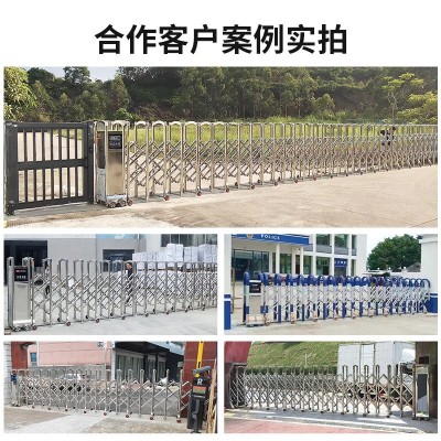 不锈钢电动伸缩门电动大门铝合金学校单位工厂工地自动推拉电动门图3