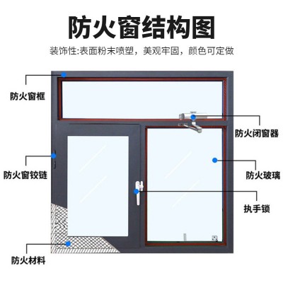铝合金隔热防火窗甲级乙级耐火窗铝包钢平开固定防火消防安全窗图4