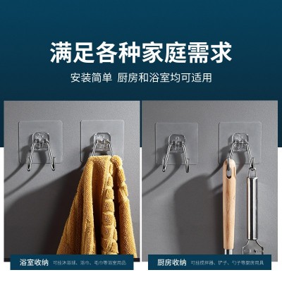 厂家纸箱不锈钢实心挂钩免打孔门后壁挂式浴室卫生间厨房挂钩无磁图3