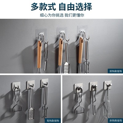厂家纸箱不锈钢实心挂钩免打孔门后壁挂式浴室卫生间厨房挂钩无磁图2