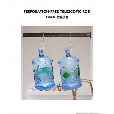 加厚伸缩杆免打孔安装晾衣架卫生间浴帘杆窗帘门帘杆子衣柜挂衣支图4