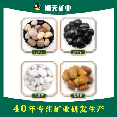 厂家现货供应抛光鹅卵石 天然雨花石 鱼缸造景装饰黑色卵石景观石图4