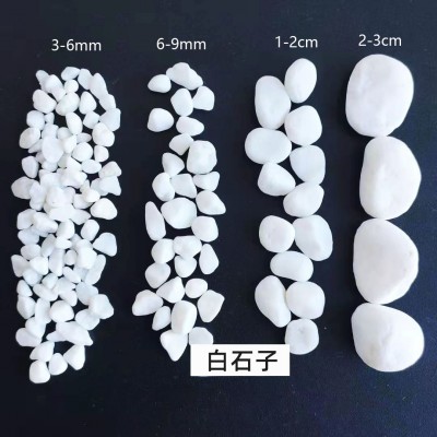 供应白石子园林造景鹅卵石工程铺路水磨石子园艺装饰机制小白石图4