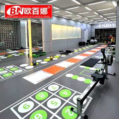 欧百娜健身房地胶360私教个性塑胶PVC运动地板体适能专用运动地胶图3