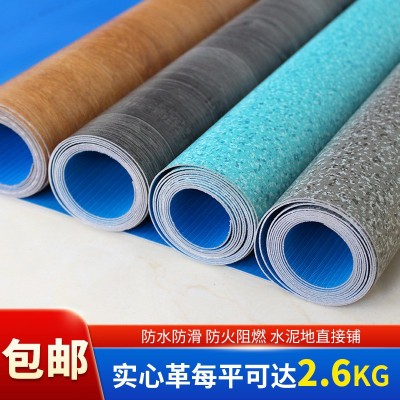 pvc地板贴商用实心工程革加厚塑胶地胶水泥地直接铺自 粘地板革图1