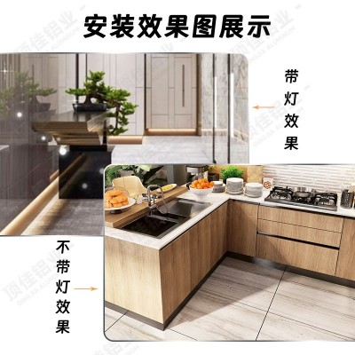 橱柜踢脚线转角装饰线条带灯铝合金踢脚板金属橱柜地脚板五金配件图2