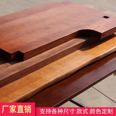 实木桌面板红橡木老榆木松木大板桌樱桃白蜡木黑胡桃木餐桌会议桌图3