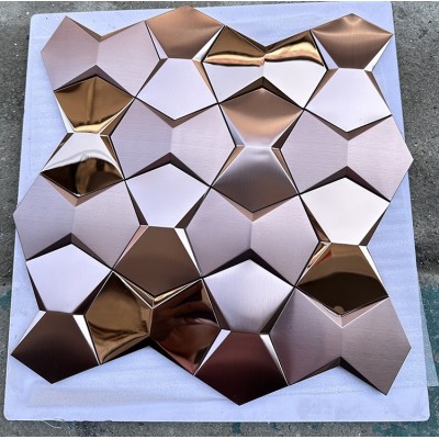 蝶形3D立体不锈钢马赛克瓷砖KTV咖啡厅酒吧凹凸面金属墙砖背景墙图3