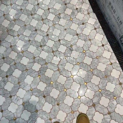 法式装修金属马赛克拼花卡拉拉大理石马赛克瓷砖浴室卫生间墙砖图2