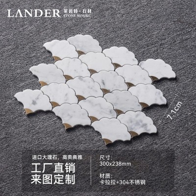法式装修金属马赛克拼花卡拉拉大理石马赛克瓷砖浴室卫生间墙砖图3