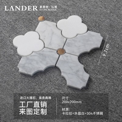 法式装修金属马赛克拼花卡拉拉大理石马赛克瓷砖浴室卫生间墙砖图4