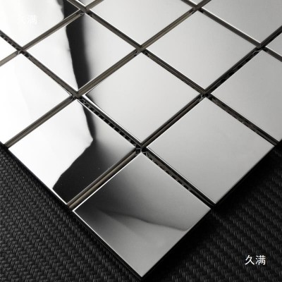银色镜面不锈钢马赛克瓷砖金属方砖厨房墙贴客厅背景墙墙砖简风图3