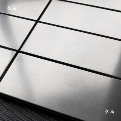 长条简风店面银色不锈钢墙砖金属拉丝马赛克瓷砖背景墙方砖墙贴图4