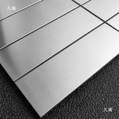 长条简风店面银色不锈钢墙砖金属拉丝马赛克瓷砖背景墙方砖墙贴图2