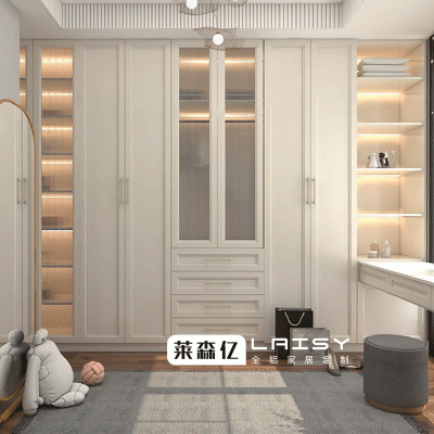 全铝家具衣柜定制衣橱储物柜铝制家居家用全吕衣柜推拉铝合金衣柜图2