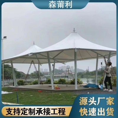 膜结构车棚停车棚充电桩汽车棚张拉膜遮阳雨棚小区自行车棚景观棚图3