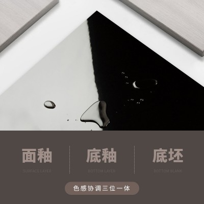 中国黑黑金沙亮光面水景石英砖600x600x18mmPC砖地铺石园林市政图3