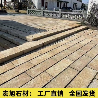 老旧石条台阶石园林古建户外仿古旧石板自然面老石板庭院铺路石图2