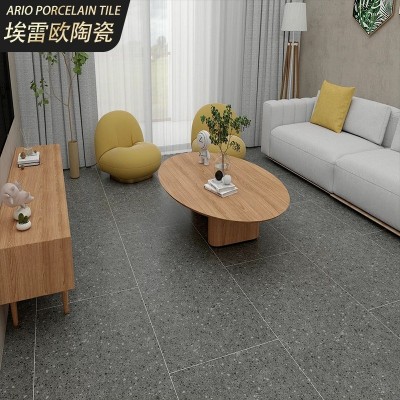 哑光灰色通体仿水磨石瓷砖600x1200餐厅商场防滑地砖酒店仿古砖图2