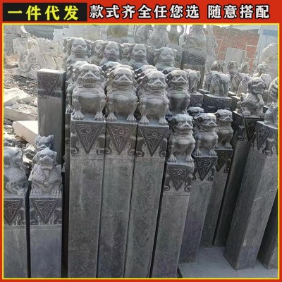 仿古栓马桩石柱子石雕貔貅狮子麒麟青石做旧四神兽十二生肖拴马桩图3