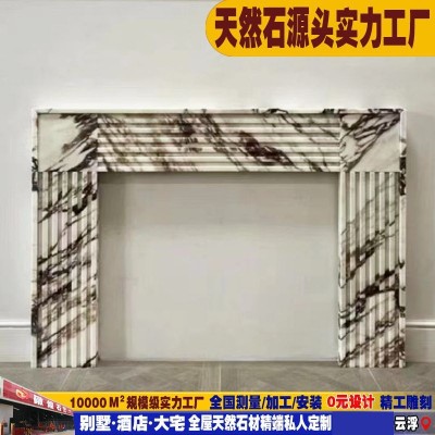 礅煌石艺 天然石材 大理石壁炉法式拱门装饰柜简美式玄关石雕壁炉图3